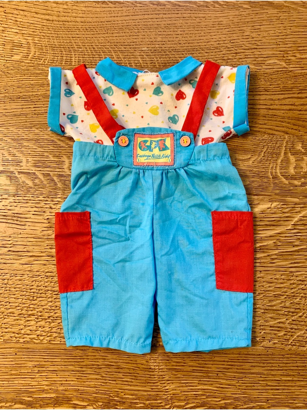 Vintage Cabbage Patch Kids Doll Heart Jumper Overalls VHTF Hasbro Transitional
